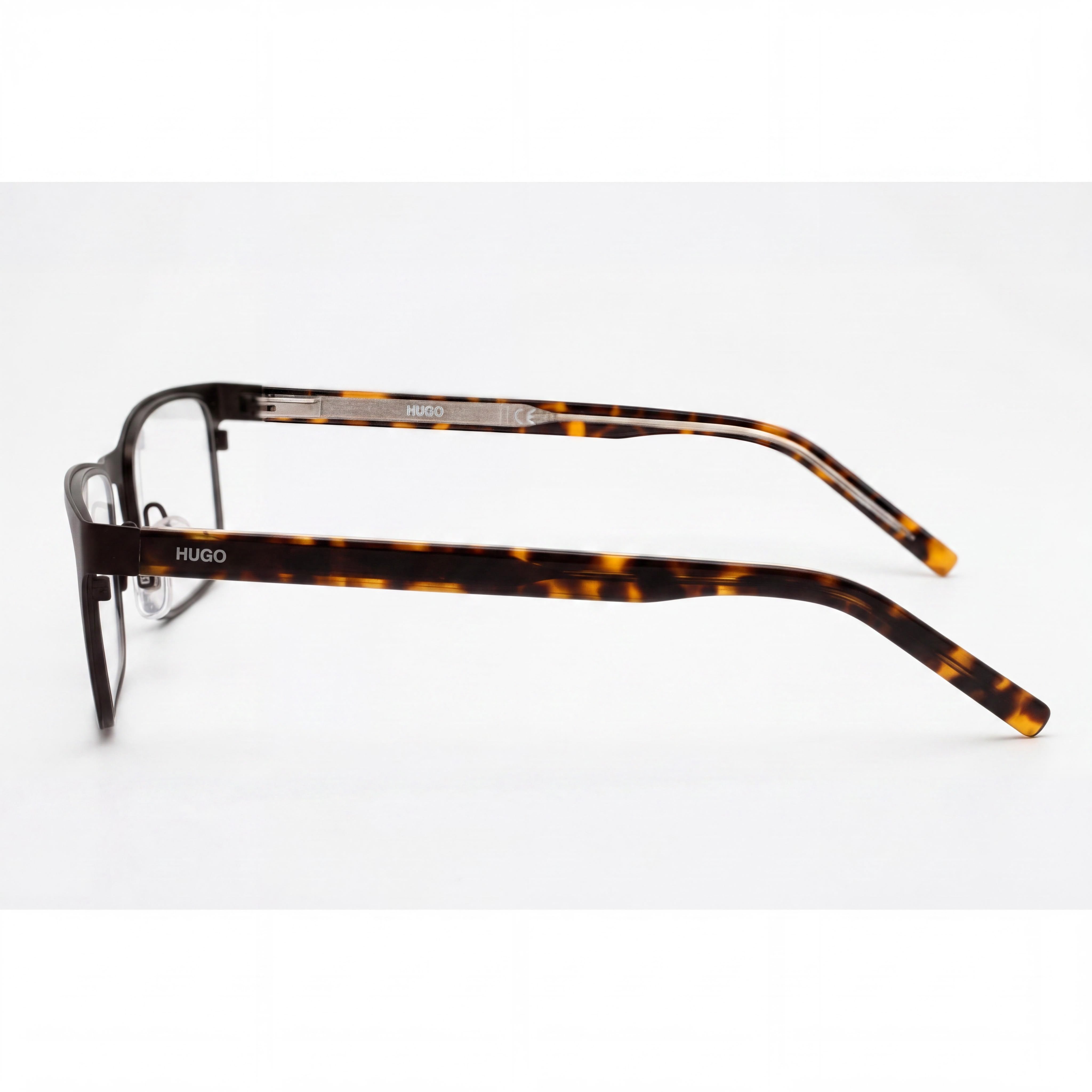Hugo Boss Brown Havana Rectangle Eyeglasses for Men, Metal 55mm, Photo 2