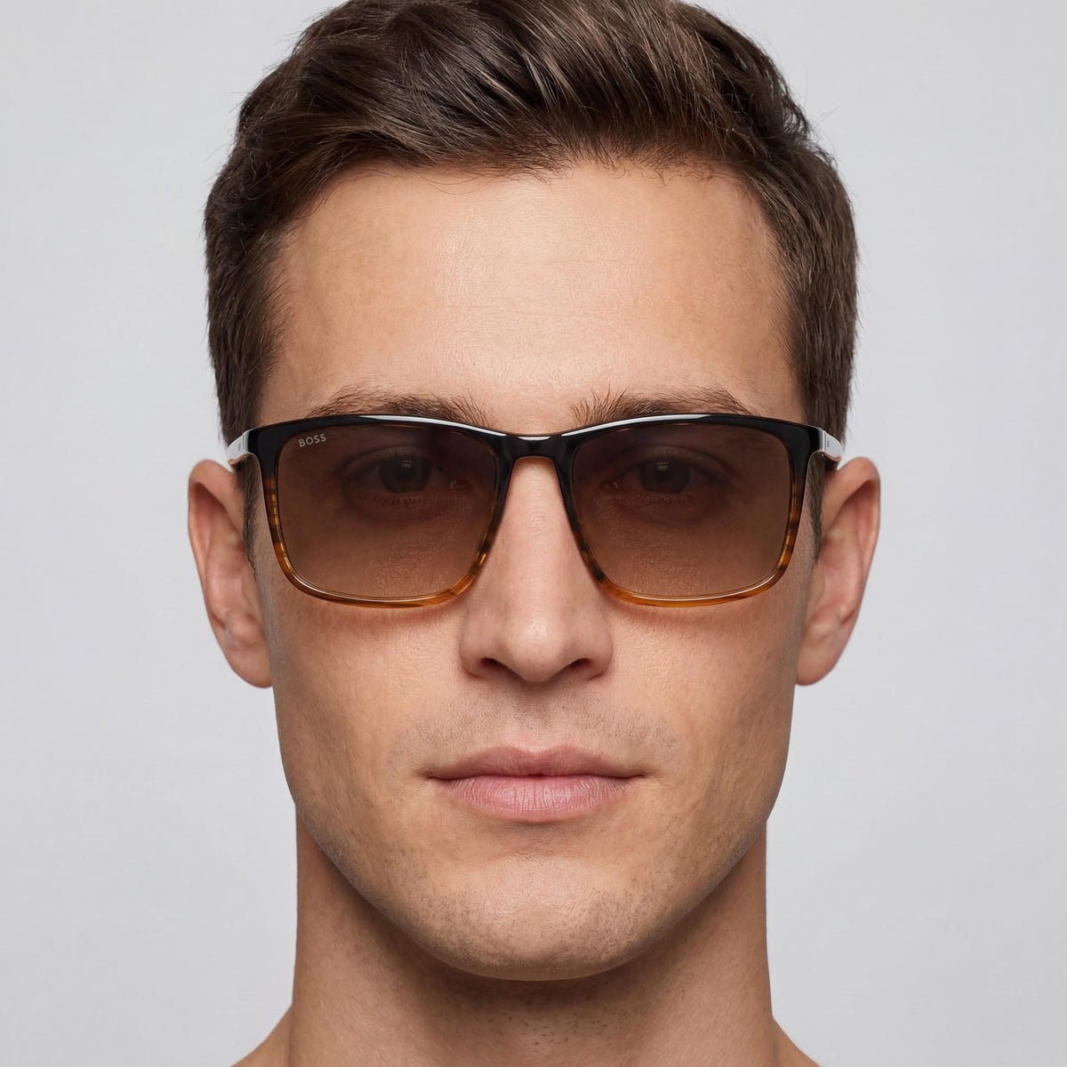 Hugo Boss Brown Horn/Brown Shaded Rectangle Sunglasses for Men, 56mm, Photo 4