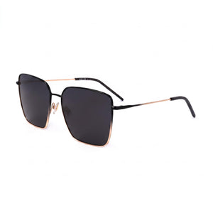 Hugo Boss Casual Black Square Sunglasses for Women, Black Gold lens