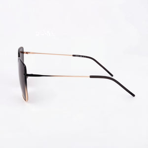 Hugo Boss Casual Square Sunglasses Women — side view, Non-Polarized Black Gold lens