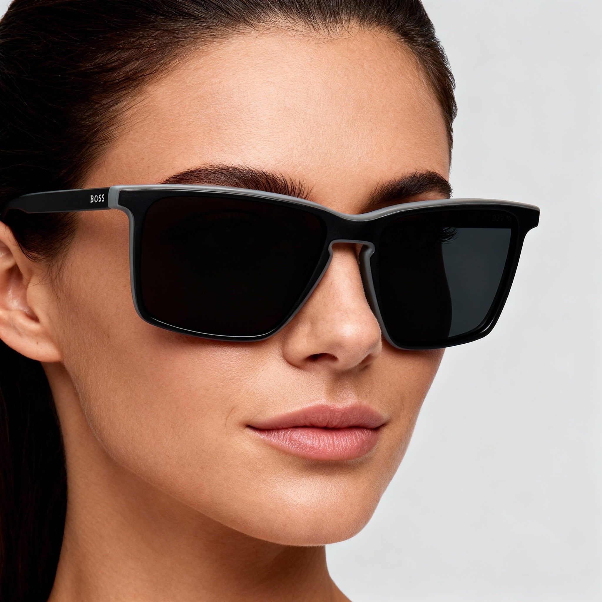 Gafas de sol clásicas BOSS para mujer con montura de acetato negro, lentes no polarizadas degradadas con protección UV, varillas de 145 mm, Photo 5