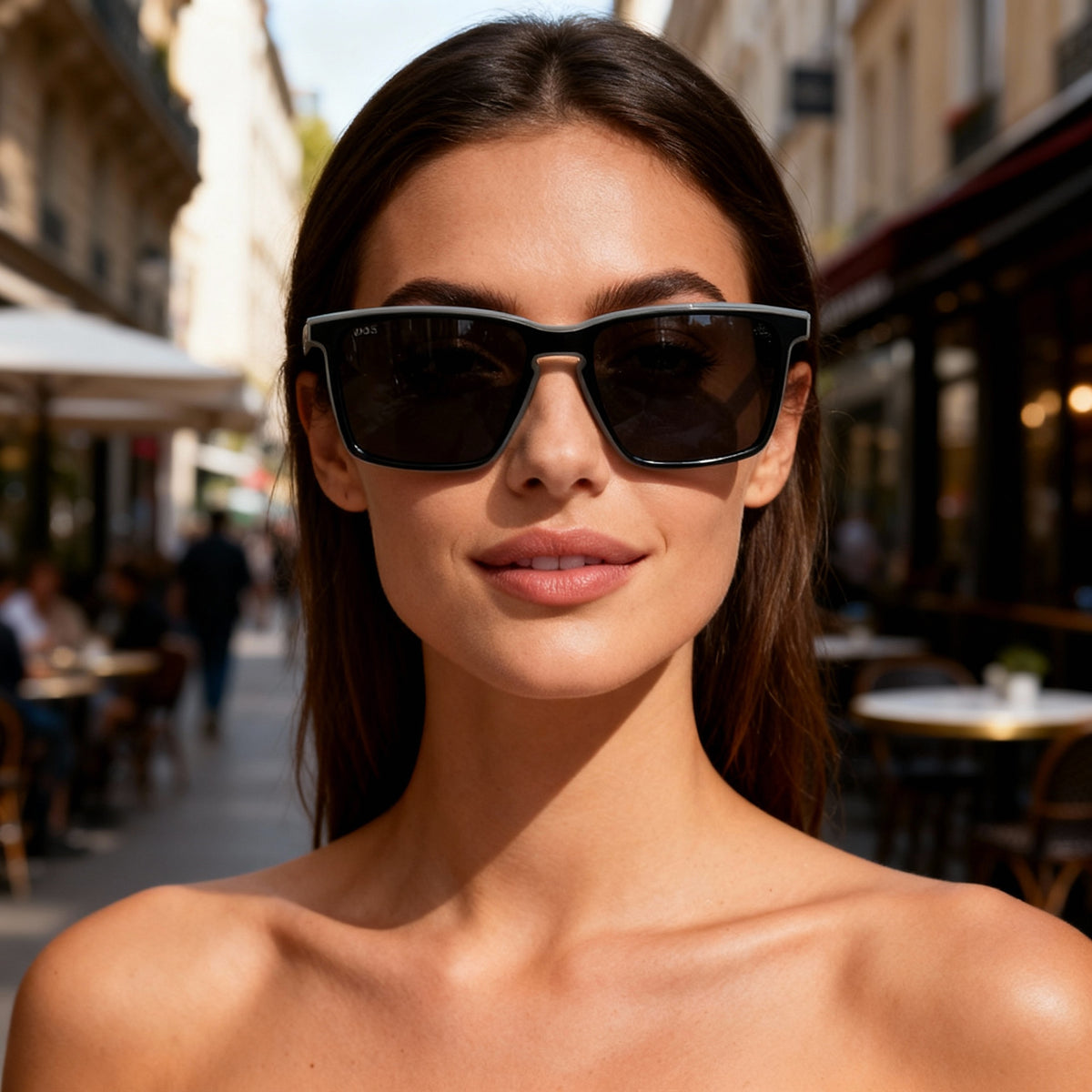 Hugo Boss Classic Black Rectangle Gradient Sunglasses for Women, 57mm, Photo 6