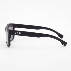 Hugo Boss Classic Rectangle Sunglasses Men — side view, Non-Polarized Silver Mirror lens