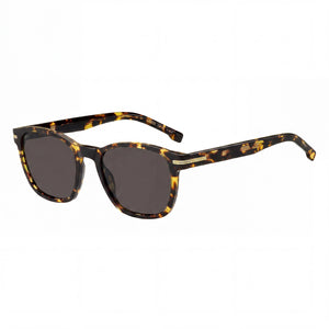 Hugo Boss Classic Havana Square Sunglasses for Men, Grey lens