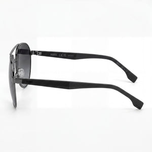Hugo Boss Contemporary Aviator Sunglasses Unisex — side view, Non-Polarized Dark Ruthenium Grey lens