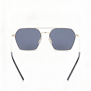 Hugo Boss Oval Sunglasses Women — side view, Non-Polarized Gold Black lens