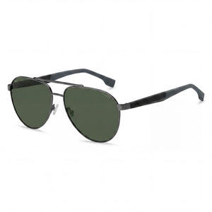Hugo Boss Gray Aviator Sunglasses Unisex, Green lens