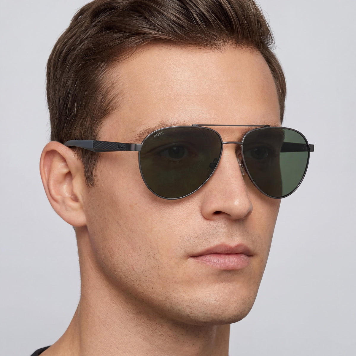 Hugo Boss Ruthenium Green Aviator Polarized Sunglasses Unisex, 60mm, Photo 5