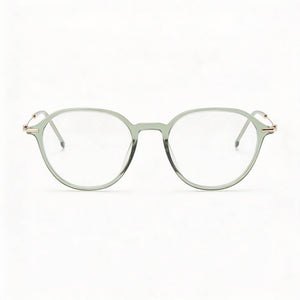Hugo Boss Round Eyeglasses Unisex — front view, Magnesium frame