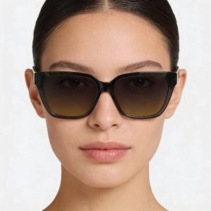 Hugo Boss Square Sunglasses Women — side view, Non-Polarized Violet lens