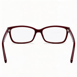 Hugo Boss Hg 1016 Rectangle Eyeglasses Women — side view, Red Acetate temples