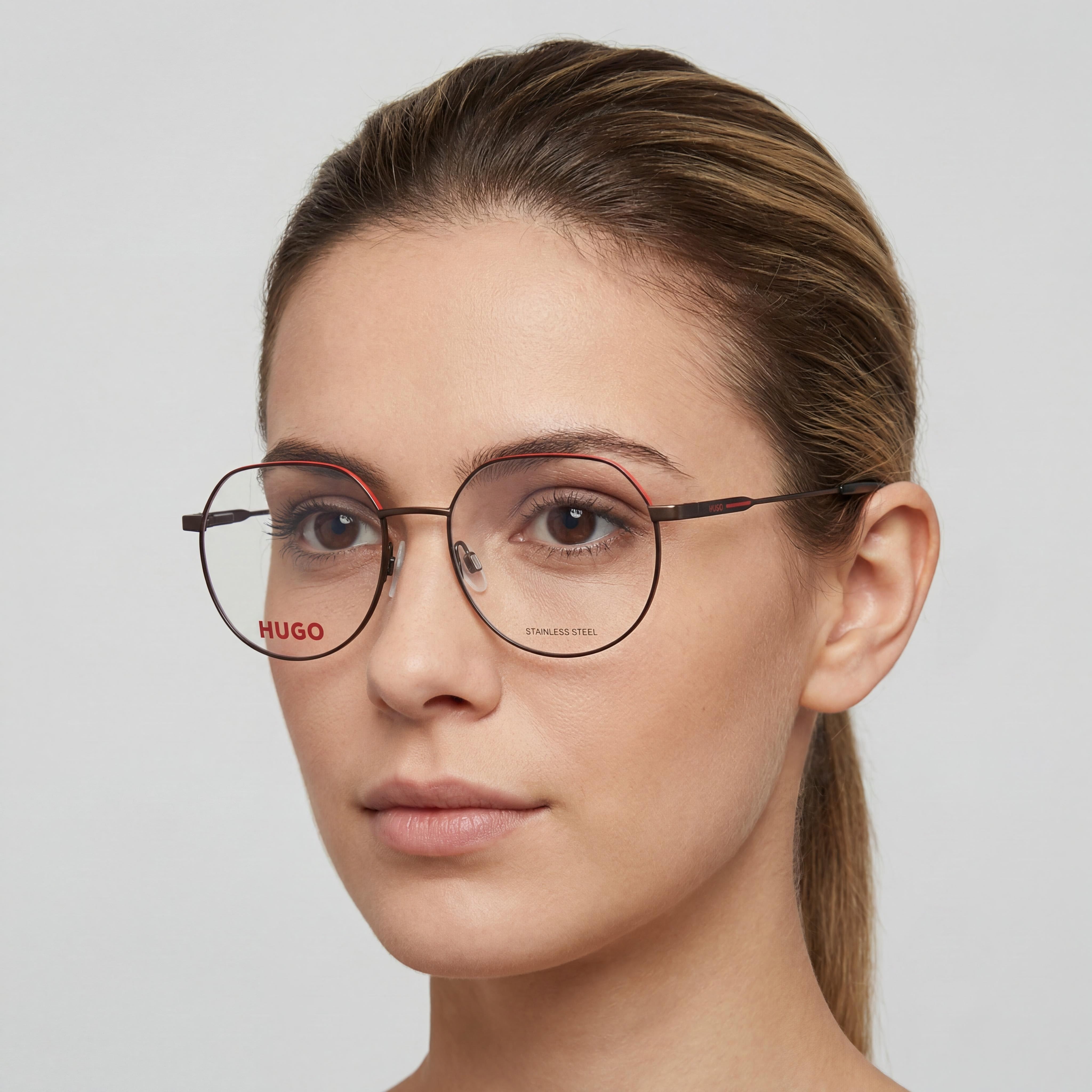 Hugo Boss HG 1179 Black Red Round Eyeglasses for Women, Metal 53mm, Photo 3