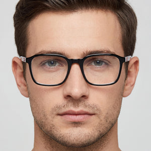 Hugo Boss HG 1202 Square Eyeglasses Unisex — side view, Black Acetate temples