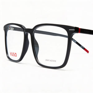Hugo Boss Hg 1225 Rectangle Eyeglasses Unisex — side view, Black Magnesium temples