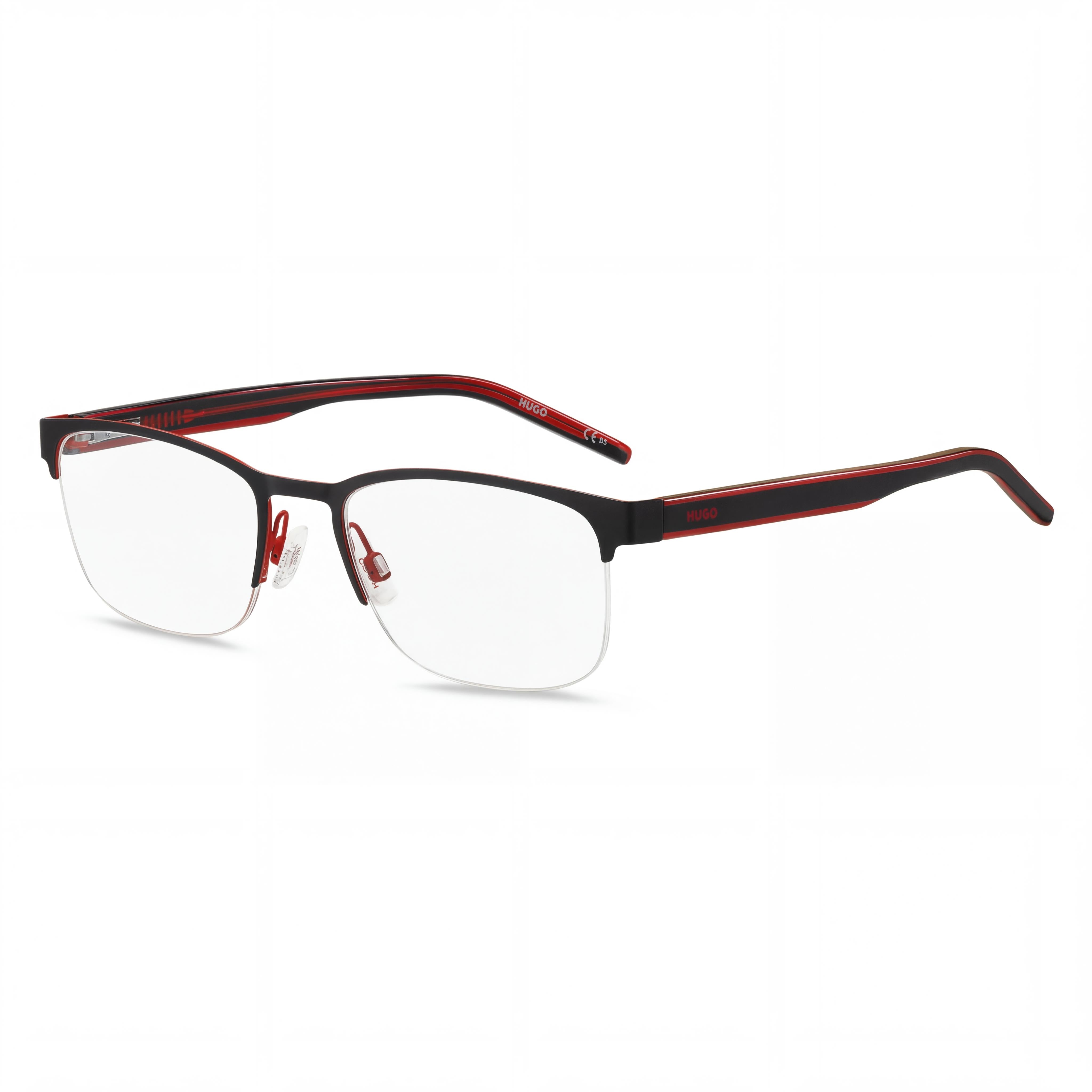 Hugo Boss Hg 1247 Black Red Square Eyeglasses for Women, Alloy Steel, Photo 1