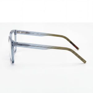 Hugo Boss Hg 1261 Rectangle Eyeglasses Women — side view, Blue Green Acetate temples