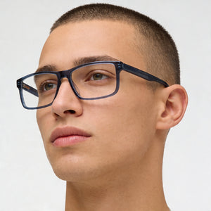 Hugo Boss Hg 1262 Rectangle Eyeglasses Men — side view, Blue ECO ACETATE temples