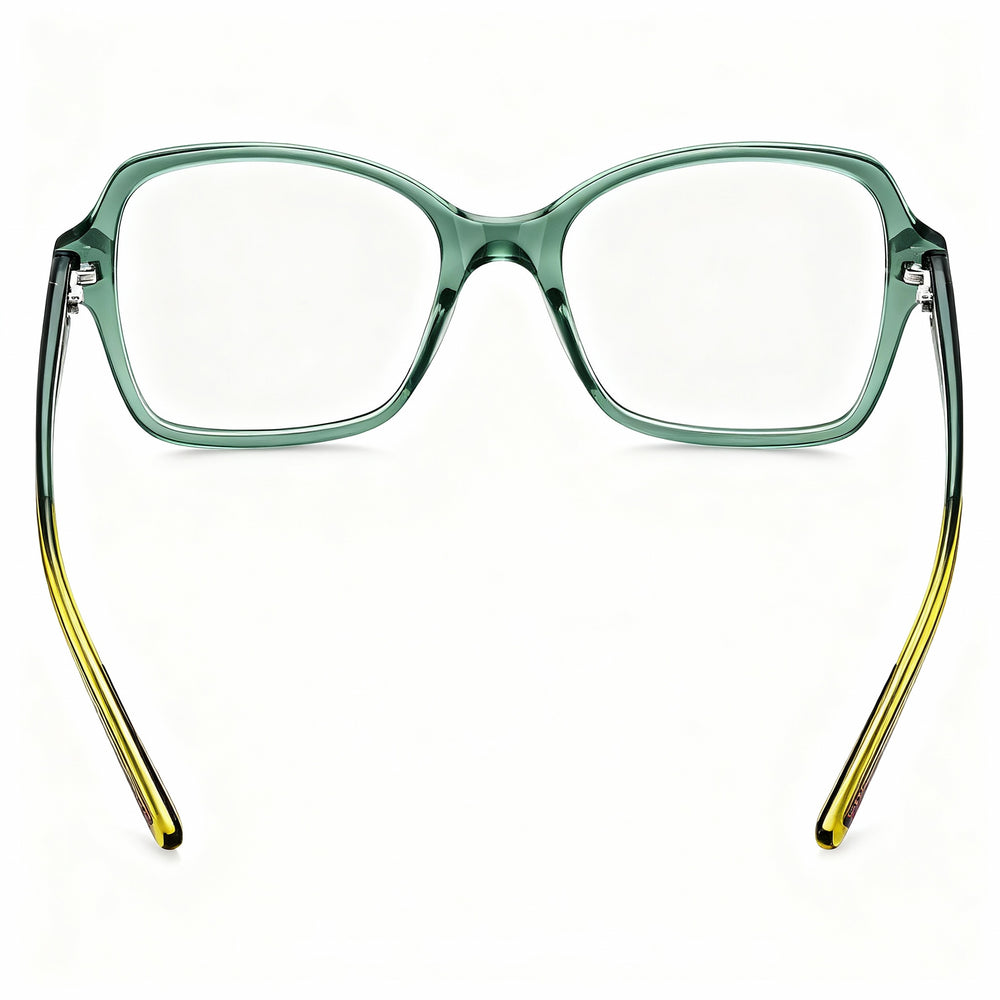 Hugo Boss HG1267 Square Eyeglasses Women — side view, Green Acetate temples