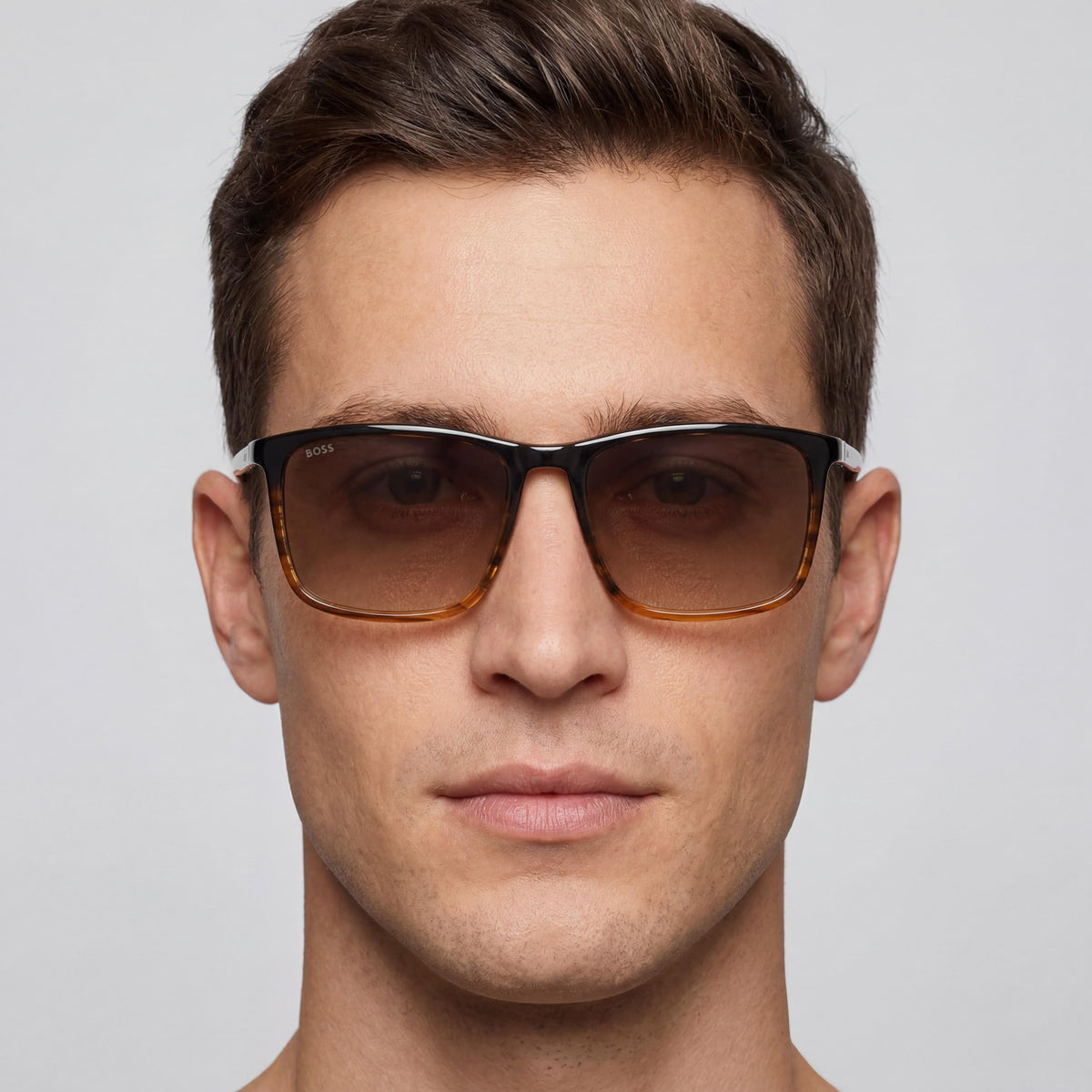 Gafas de sol rectangulares para hombre Hugo Boss INTERNATIONAL de carey marrón, 56 mm, Photo 4