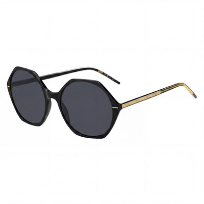 Hugo Boss Light & Minimal Black Rectangle Sunglasses Unisex, Black lens