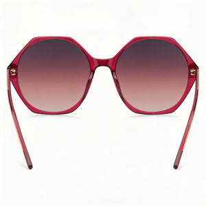 Hugo Boss Light & Minimal Round Sunglasses Women — side view, Non-Polarized Cherry lens