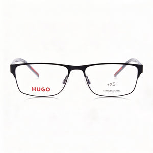 Hugo Boss Modern Rectangle Eyeglasses for Men — front view, Alloy Steel