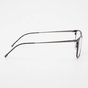 Hugo Boss Modern Rectangle Eyeglasses Unisex — side view, Matt Black Titanium temples