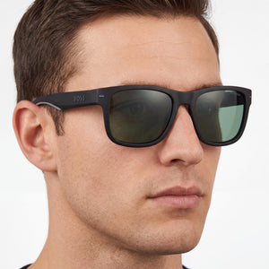 Hugo Boss Modern Rectangle Sunglasses Unisex — side view, Non-Polarized Green lens