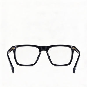 Hugo Boss Modern Square Eyeglasses Men — side view, Black Acetate temples