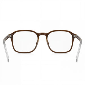 Hugo Boss Modern Square Eyeglasses Men — side view, Brown Acetate temples