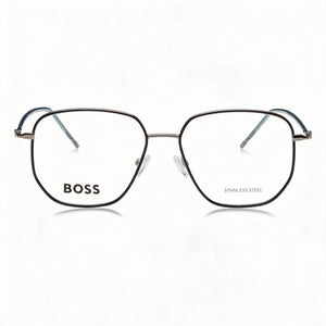 Hugo Boss Modern Square Eyeglasses Unisex — front view, Alloy Steel