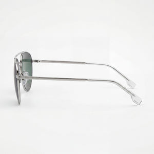 Hugo Boss Rectangular Sunglasses Men — side view, Non-polarized Green Mirror lens