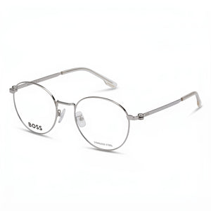 Hugo Boss Silver Round Eyeglasses Unisex, Alloy Steel frame