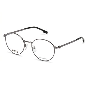 Hugo Boss Silver Round Eyeglasses for Men, Alloy Steel frame