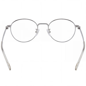 Hugo Boss Round Eyeglasses Unisex — side view, Silver Alloy Steel temples