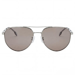 Hugo Boss Tech & Innovation Aviator Sunglasses Unisex — front view, Stainless Steel frame