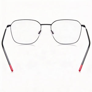 Hugo Boss Temporary Rectangle Eyeglasses Men — side view, Matt Black Metal temples
