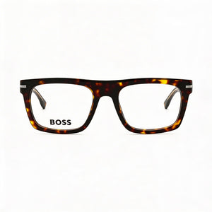 Hugo Boss Vista Boss 1597 Rectangle Eyeglasses Men — side view, Havana eco acetate temples