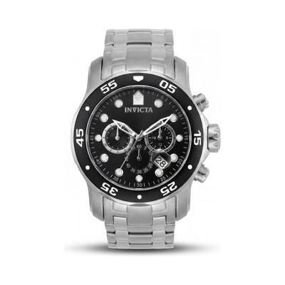 Invicta 0069 Black Dial Stainless Steel Men's Watch, 48mm