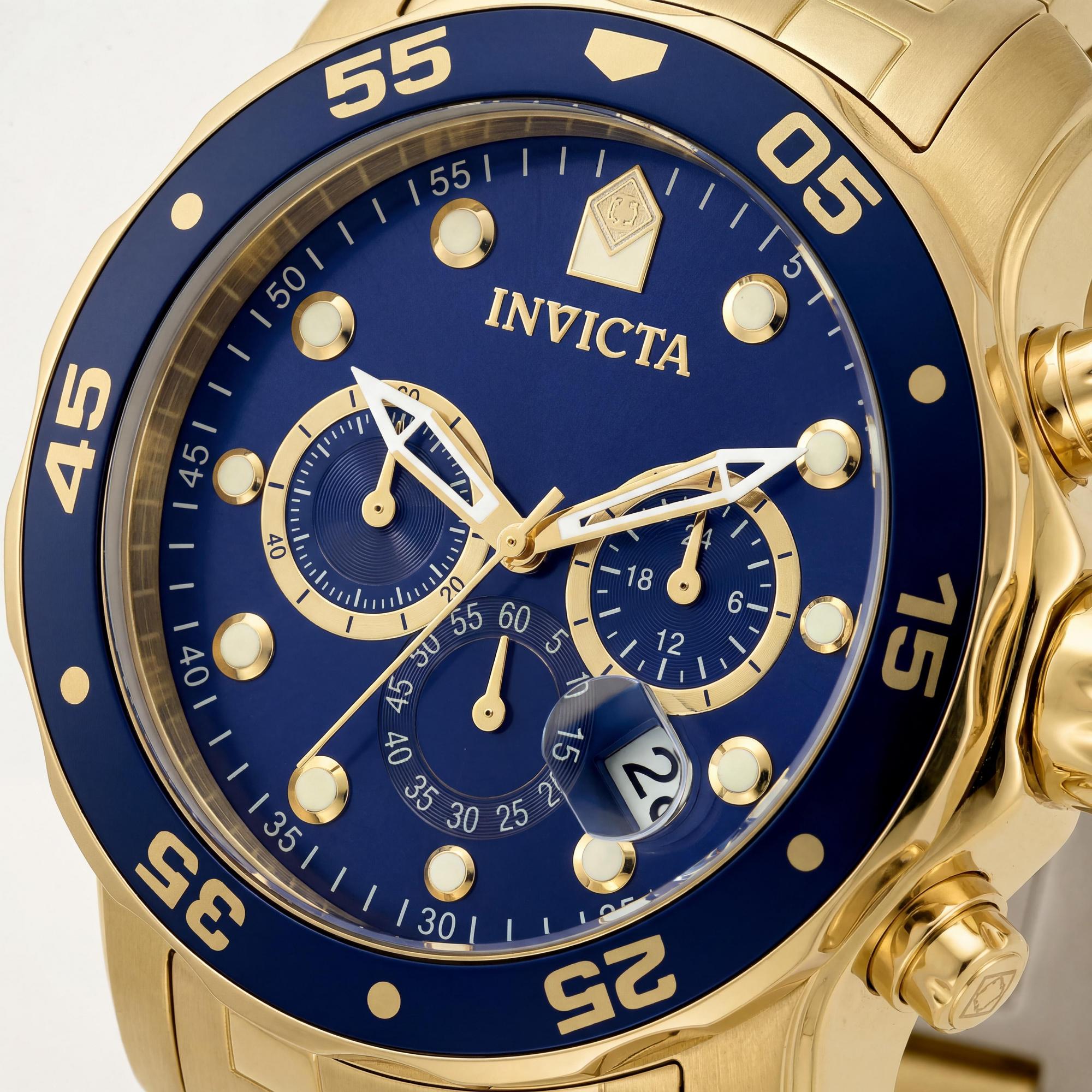 Invicta 0073 Unisex Chronograph Watch, Gold Dial Stainless Steel 48mm, Photo 2
