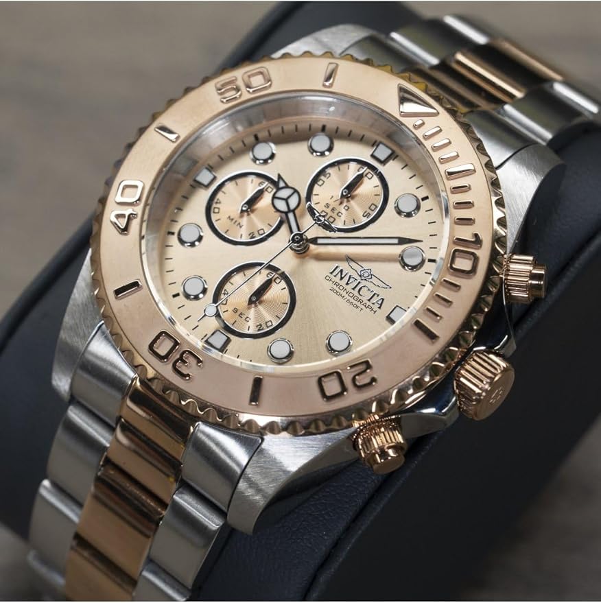 Reloj cronógrafo Invicta Pro Diver 1775 para hombre, plateado y oro rosa, 44 mm, Photo 4