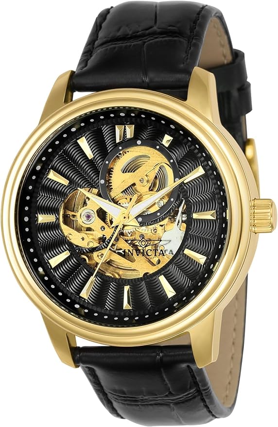 Reloj automático Invicta 22578 Vintage con pantalla analógica y correa de cuero negro para hombre, Photo 1