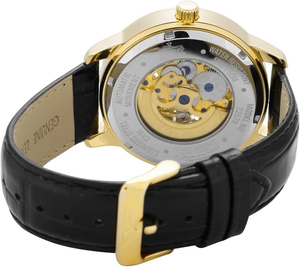 Reloj automático Invicta 22578 Vintage con pantalla analógica y correa de cuero negro para hombre, Photo 4