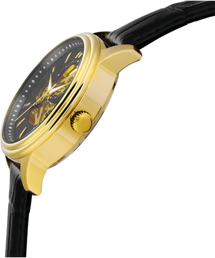 Reloj automático Invicta 22578 Vintage con pantalla analógica y correa de cuero negro para hombre, Photo 3