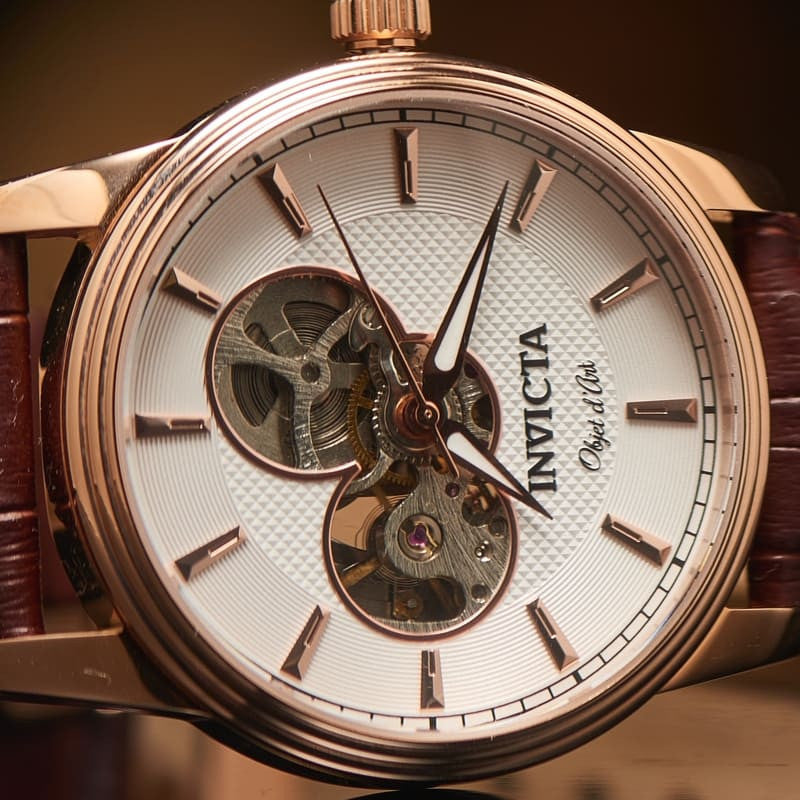 buy Invicta 22618  Objet d'Art Skeleton Automatic Watch | Brown/Rose Gold, 50M WR