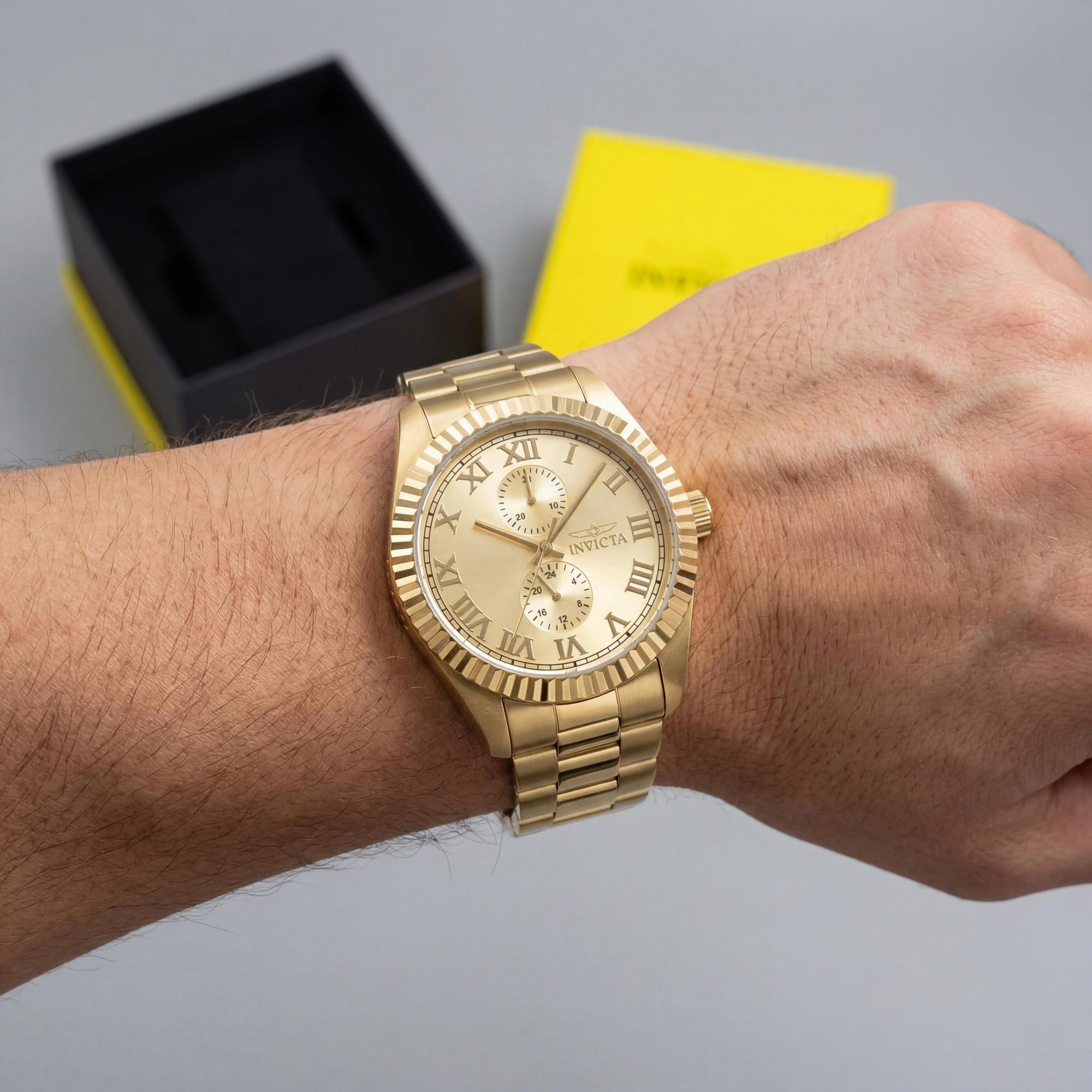 Invicta 47431 Unisex Chronograph Watch, Gold Dial Stainless Steel 43mm, Photo 3