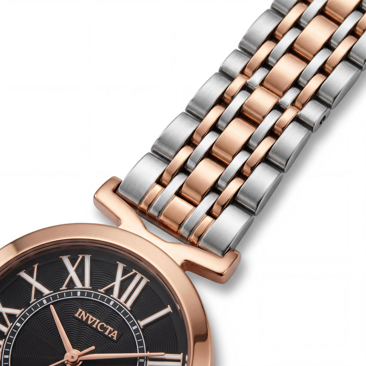 Invicta Wildflower 69314 Reloj de cuarzo con brazalete de acero inoxidable tono oro rosa y esfera negra, 34 mm, Photo 3