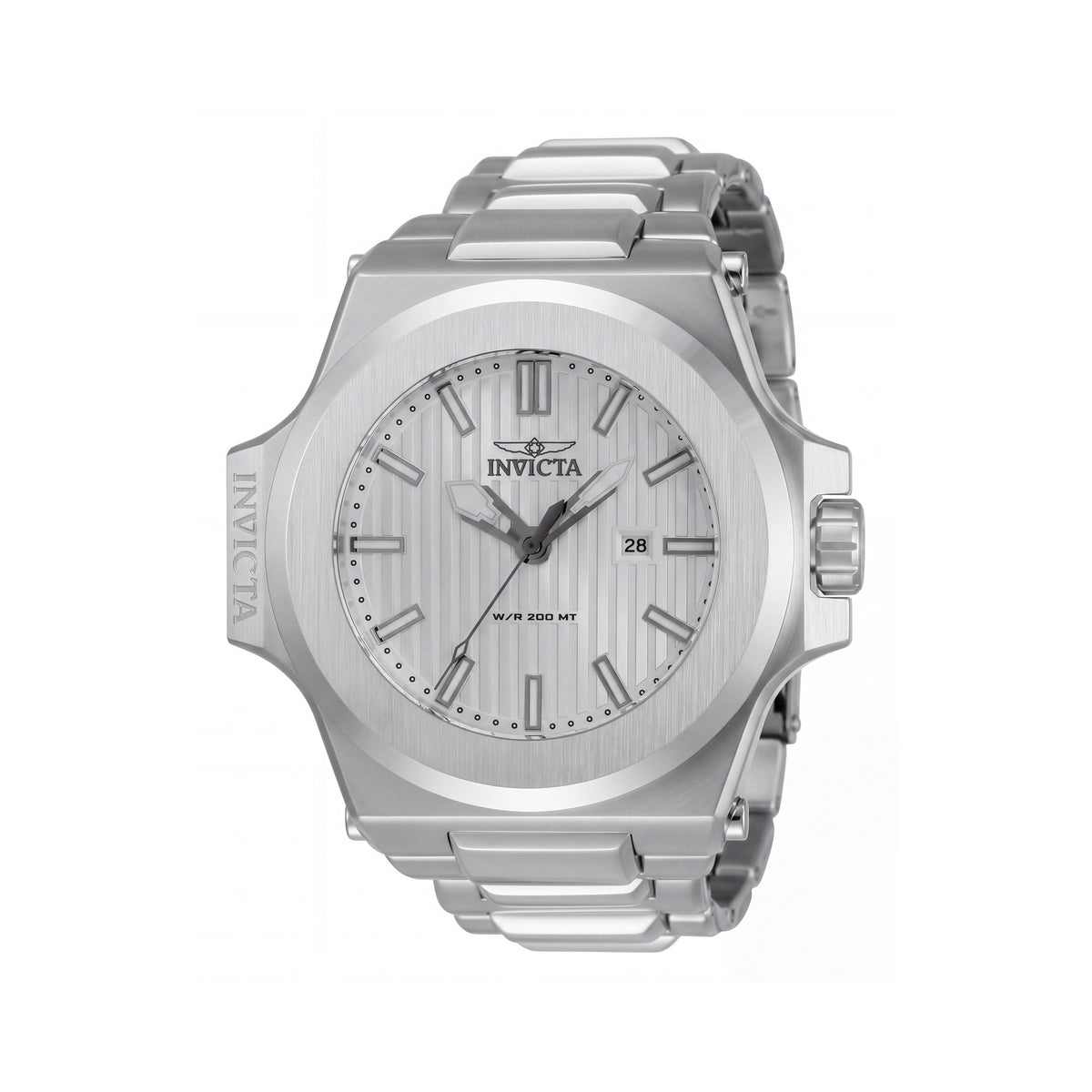 Invicta Akula 34729 Reloj de cuarzo para hombre de acero inoxidable plateado de 58 mm, 20 ATM, brilla en la oscuridad, Photo 1