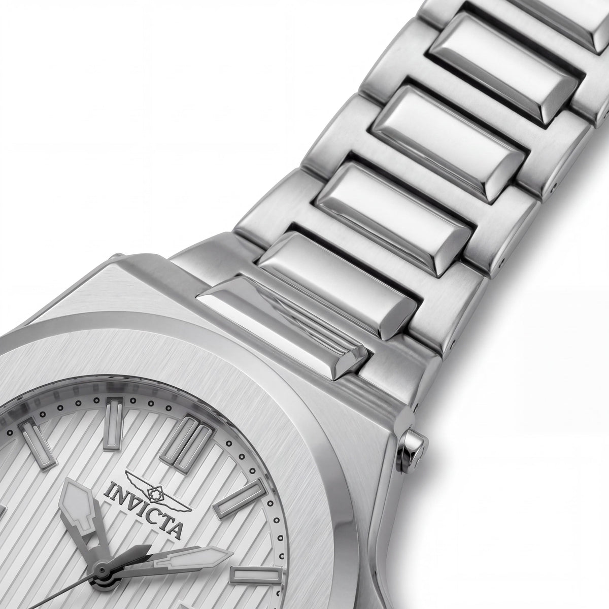 Invicta Akula 34729 Reloj de cuarzo para hombre de acero inoxidable plateado de 58 mm, 20 ATM, brilla en la oscuridad, Photo 3