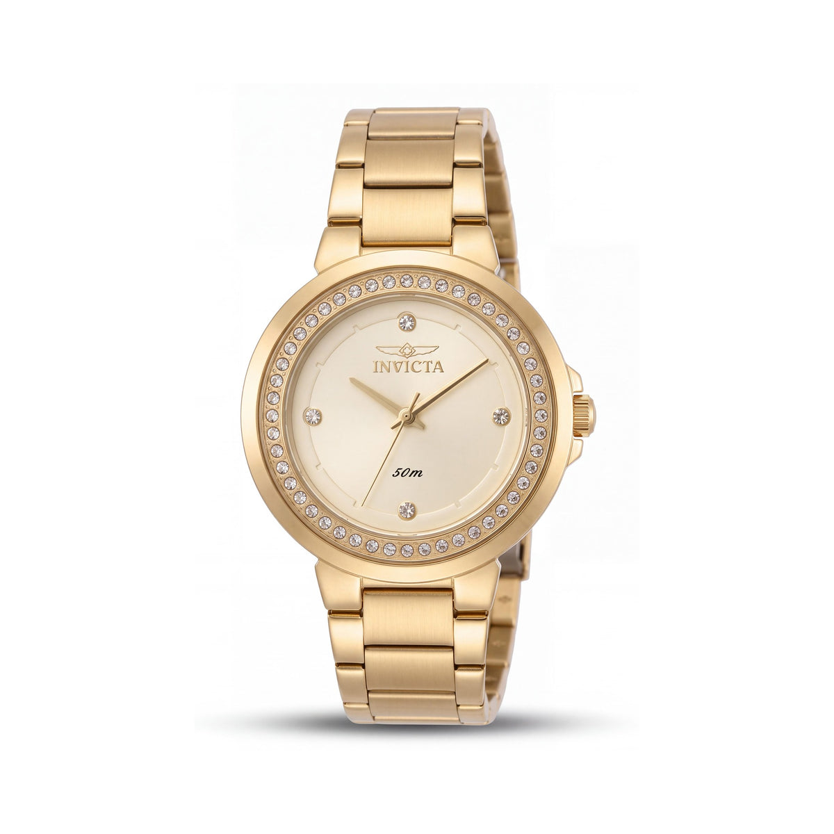 Invicta Angel 50165 Reloj de cuarzo de acero inoxidable dorado para mujer, caja y brazalete de 33 mm, resistente al agua hasta 5 ATM, Photo 1